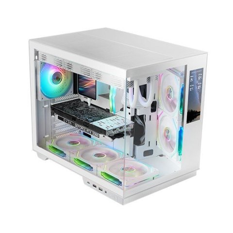 Caja Atx Cube Mars Gaming Mcmirage Blanco Cristal Continuo Lcd Gpu 400mm 1x3.5 2x2.5 