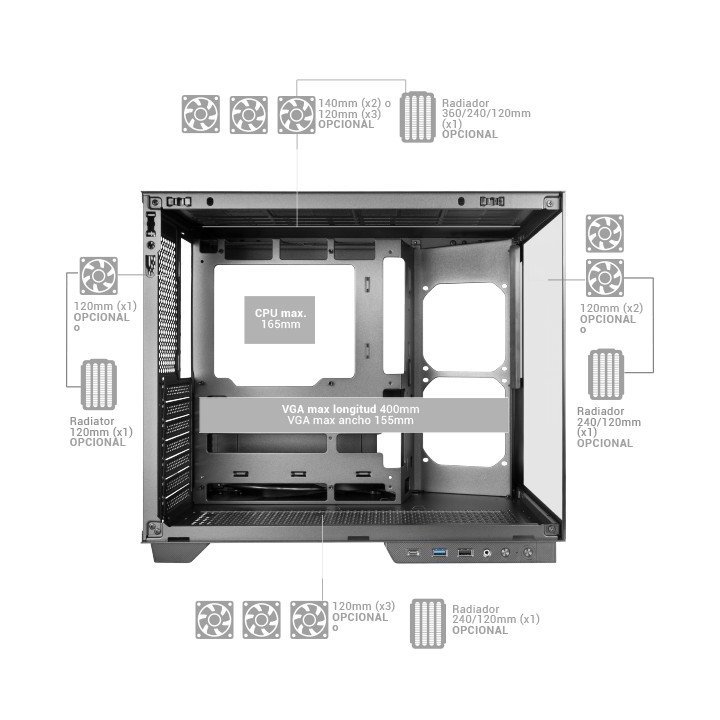 Caja Atx Cube Mars Gaming Mcmirage Blanco...