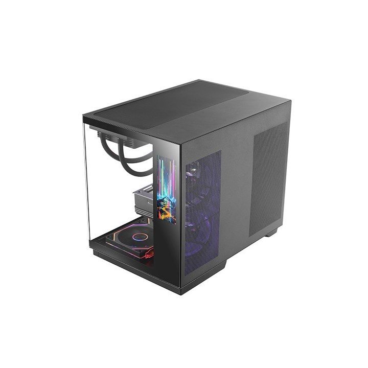 Caja Atx Cube Mars Gaming Mcmirage Negro Cristal Continuo Lcd Gpu 400mm 1x3.5 2x2.5 