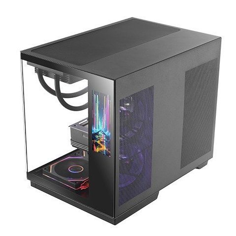 Caja Atx Cube Mars Gaming Mcmirage Negro Cristal Continuo Lcd Gpu 400mm 1x3.5 2x2.5 