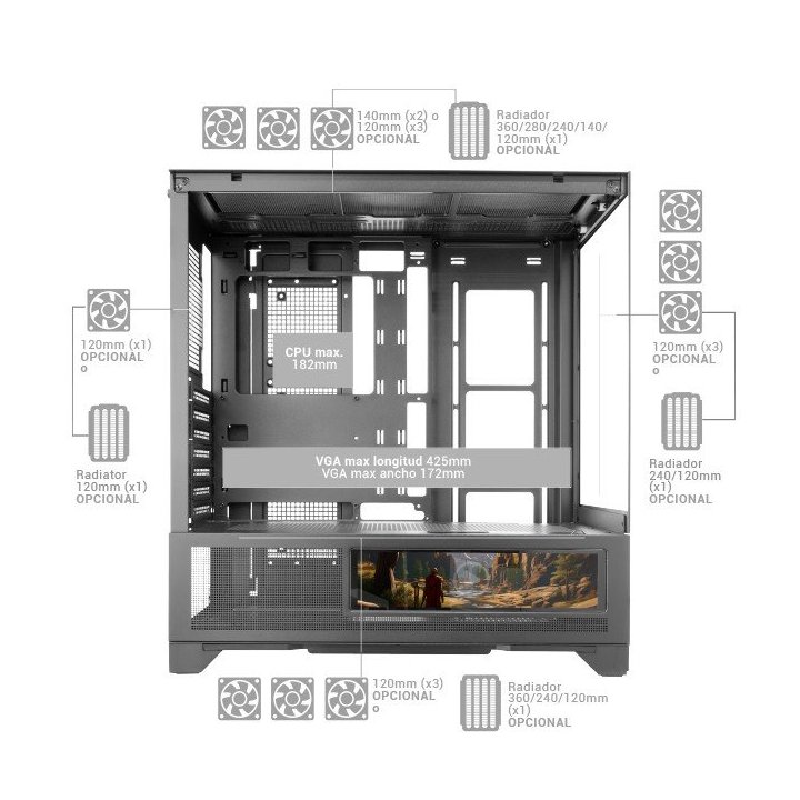 Caja Atx Semitorre Mars Gaming Mclcdx Blanco...