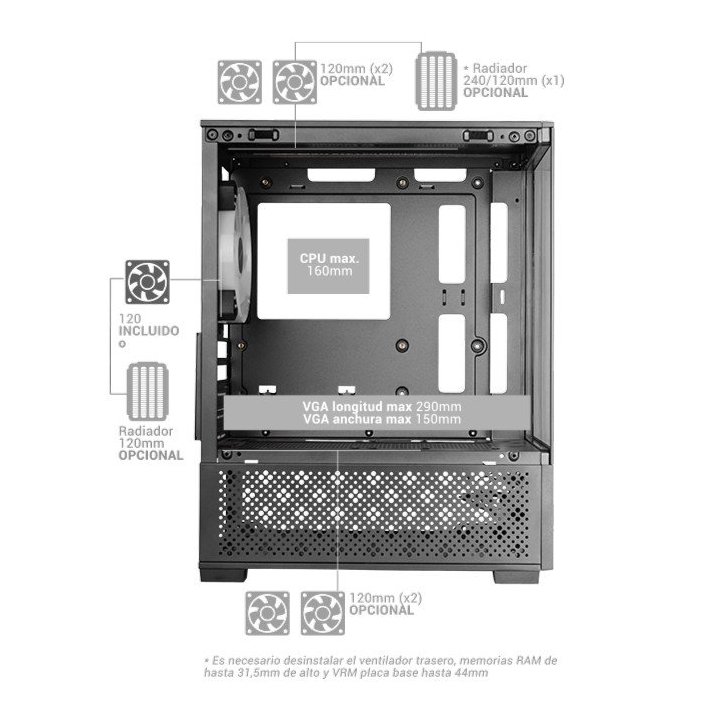 Caja Microatx Gaming Mars Gaming Mc-se2w Blanco...