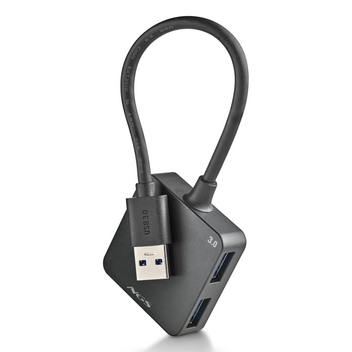 Hub  Usb 3.0 Ngs Ihub Tiny 3.0 4xusb-a Cable Integrado Color Negro