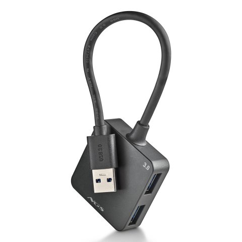 Hub  Usb 3.0 Ngs Ihub Tiny 3.0 4xusb-a Cable Integrado Color Negro