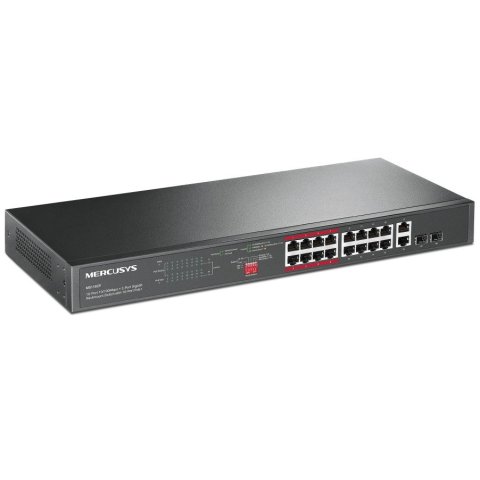 Switch No Gestionable Mercusys Ms118cp 18p 16xrj45 100mbps Poe+ 2x1gbps 2xsfp 1gbps Enrackable
