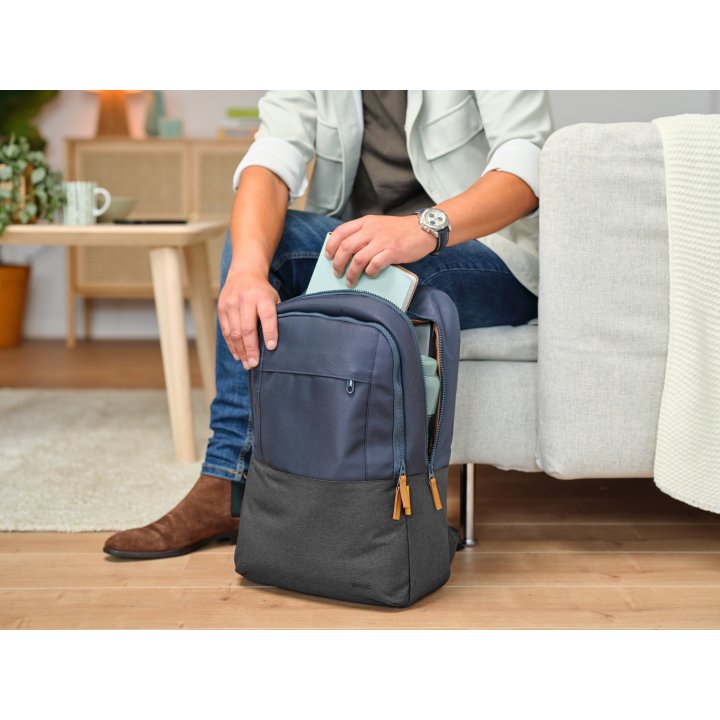 Mochila Trust Lisboa Color Azul Para Portatiles Hasta 16" 3 Compartimientos 23l