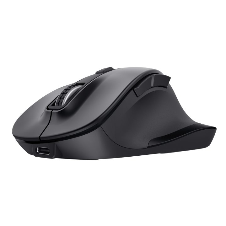 Mouse Trust Bluetooth Fyda Negro 2400 Dpi Ajustable 6 Botones 