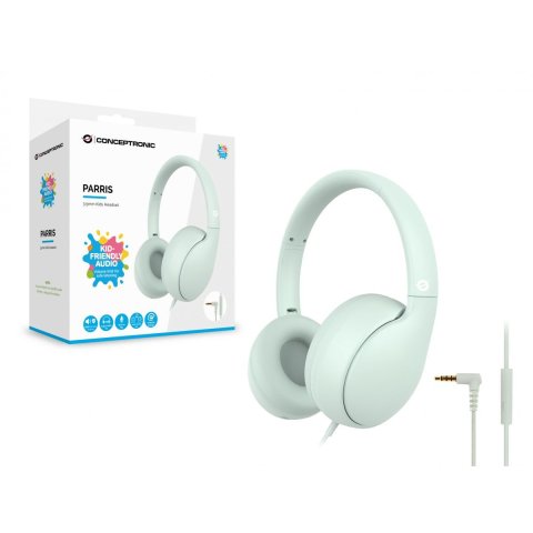 Headset Infantil Conceptronic Parris04gt Entrada 1xjack 3.5 Plegable Color Verde Claro