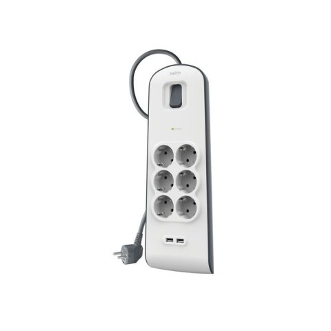 Regleta Alimentacion Belkin Bsv604vf2m-v2 Protección Contra Sobret 6 Tomas + 2 Usb- A 2,4 Boton 