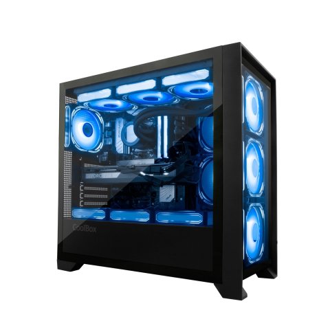 Caja Atx Semitorre Coolbox Ge2000 Dualview Gpu Max. 395mm 2x3.5 1x2.5 Negro