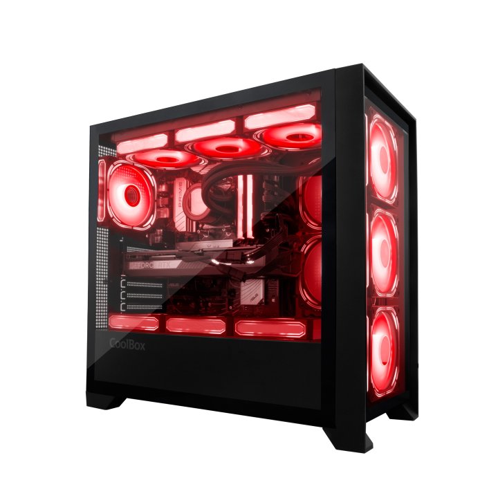 Caja Atx Semitorre Coolbox Ge2000 Dualview Gpu Max. 395mm 2x3.5 1x2.5 Negro