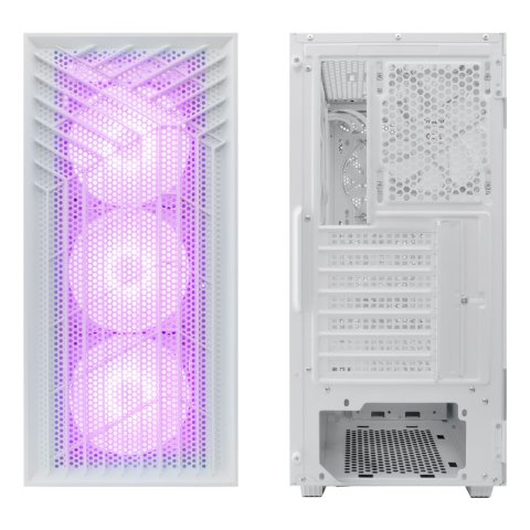 Caja Atx Semitorre Coolbox Ga300 Grid Line Gpu Max. 340mm 1x3.5 3x2.5 Blanco