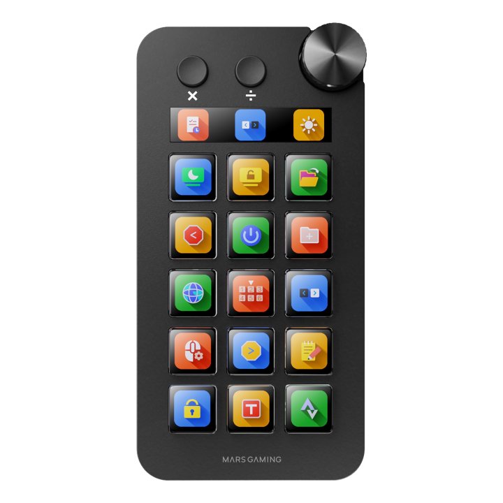 Control Deck Mars Gaming Msdneo 15 Teclas Lcd Pantalla Extendida Rueda De Control Negro