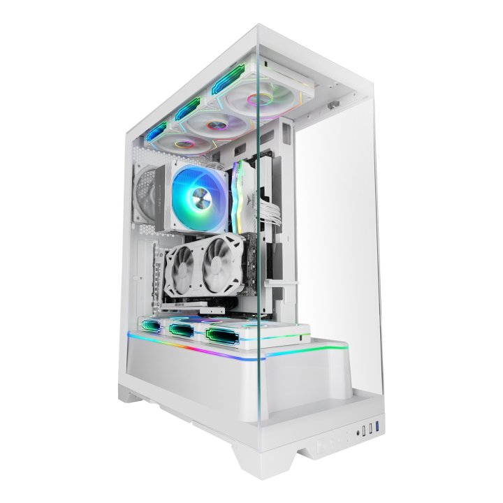 Caja Atx Semitorre Mars Gaming Mcprismaw Blanco Triple Cristal Templado Gpu Max. 430mm 4x2.5 