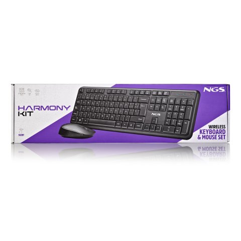Teclado Y Mouse Ngs Wireless Harmonykit 12 Teclas Multimedia 1200dpi Color Negro