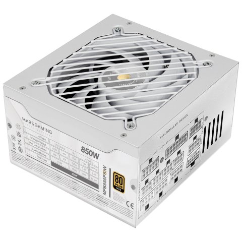 Fuente De Alimentacion Mars Gaming 850w Modular Atx 3.1 80+ Gold 140mm Silent Blanco