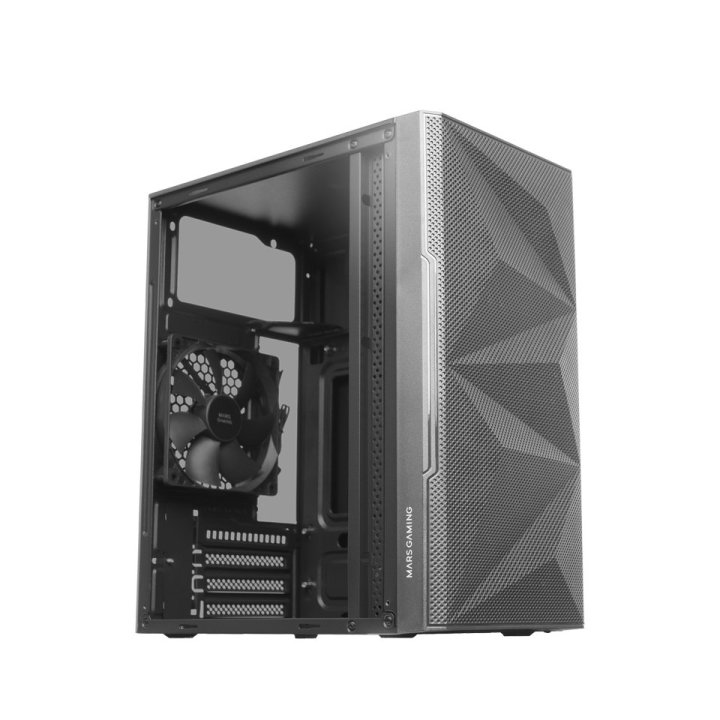 (km0) Caja Microatx Gaming Mars Gaming Mc-1500 Black Frontal Metal-mesh Lateral Crital Templado Completo Sin Fuente De Alient
