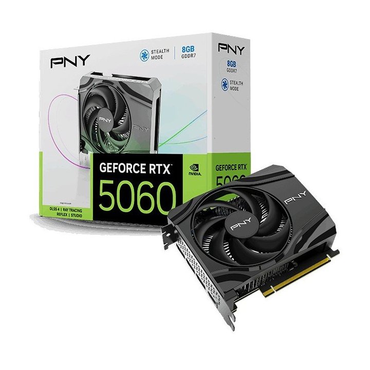 Vga Pny Geforce Rtx 5060 8gb Ddr7 3xdp 1xhdmi Reloj 2280mhz Cuda 3840 256bit 145w Single Fan