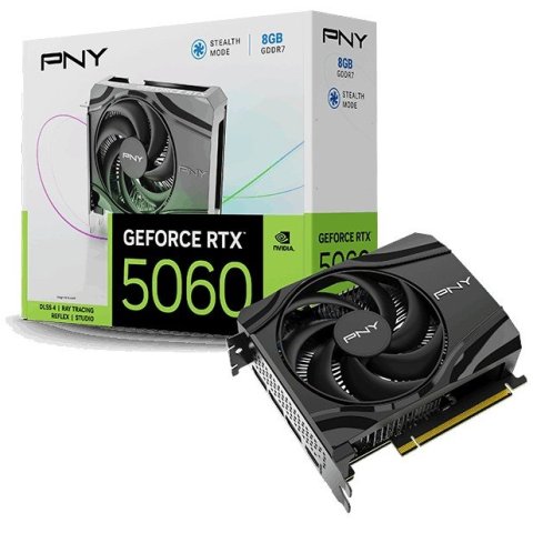 Vga Pny Geforce Rtx 5060 8gb Ddr7 3xdp 1xhdmi Reloj 2280mhz Cuda 3840 256bit 145w Single Fan