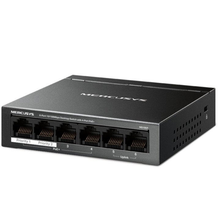 Switch Poe+ No Gestionable Mercusys Ms106p 6p 6xrj45 100mbps Poe+ 40w 250m