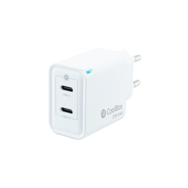 Cargador De Pared Coolbox Coo-cup-35cc 35w Gan 2xusb-c Pd Color Blanco