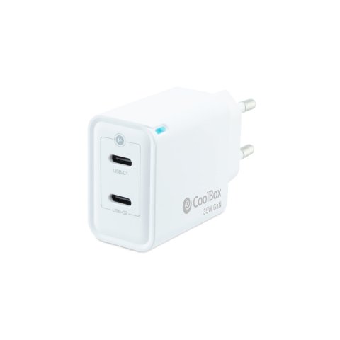 Cargador De Pared Coolbox Coo-cup-35cc 35w Gan 2xusb-c Pd Color Blanco