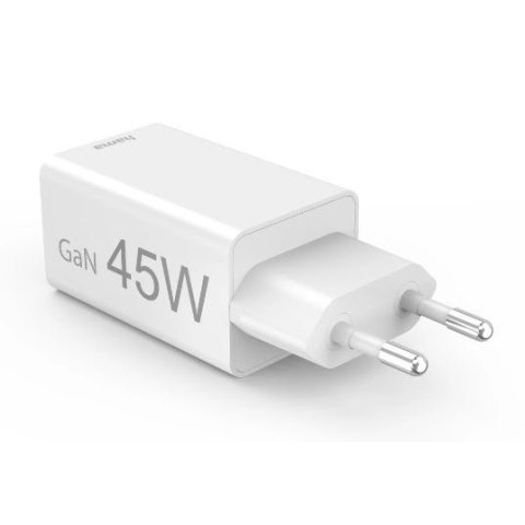 Cargador De Pared Hama 45w 1xusb-c Pd 1xusb-a Minicargador Color Blanco