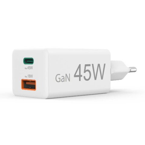 Cargador De Pared Hama 45w 1xusb-c Pd 1xusb-a Minicargador Color Blanco
