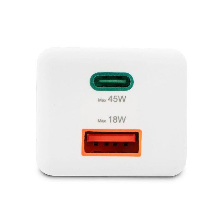 Cargador De Pared Hama 45w 1xusb-c Pd 1xusb-a Minicargador Color Blanco