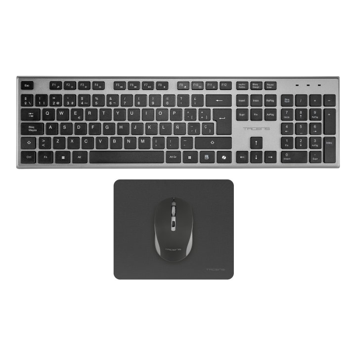Teclado Mouse Y Alfombrilla Wireless Tacens Zenith Low Profile Tecla Copilot 3200dpi Color Negro
