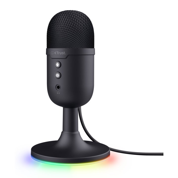 Microfono Trust Gxt 234 Yunix Negro Usb Cable 180cm Rgb Salida Auriculares Boton Mute