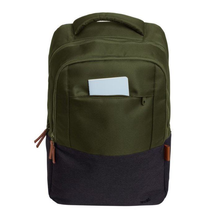 Mochila Trust Lisboa Color Verde Para Portatiles Hasta 16" 3 Compartimientos 23l