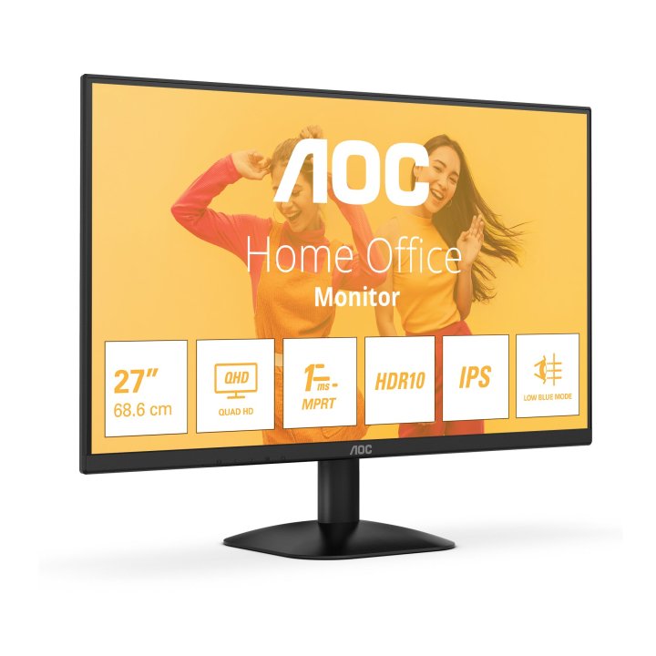 Monitor 27" Dp Hdmi Aoc Q27b35e Ips Qhd 2560x1440 1ms 75hz Vesa 100x100 Negro