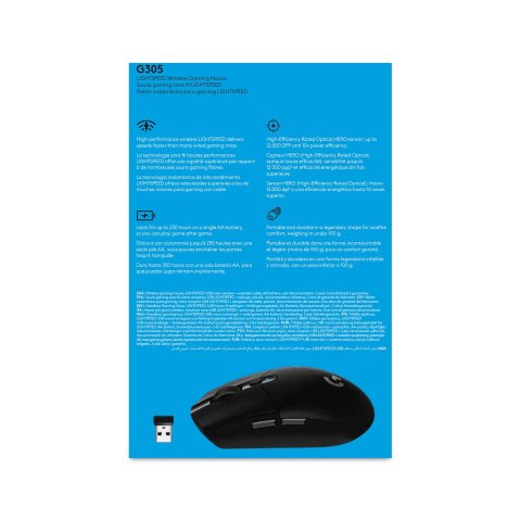 Mouse Logitech Wireless G305 Lightspeed 12000dpi 6 Botones Color Negro
