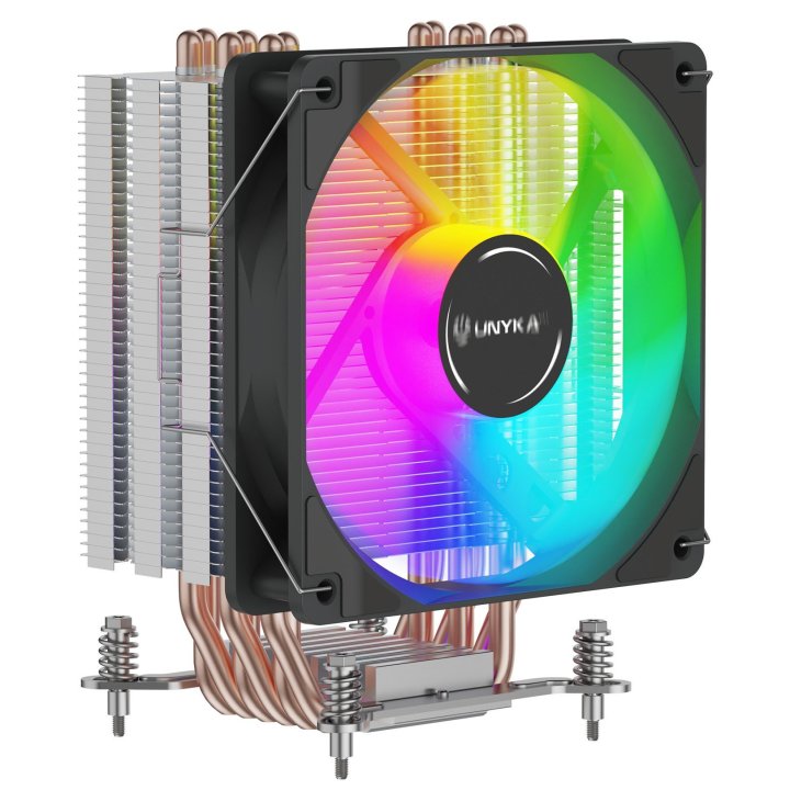 Ventilador Con Disipador Para Cpu Unyka Unycool H60 Argb 9 Aspas 120mm Compatible Todo Intel + Am4socket 1151, Lga 1200, Lga 