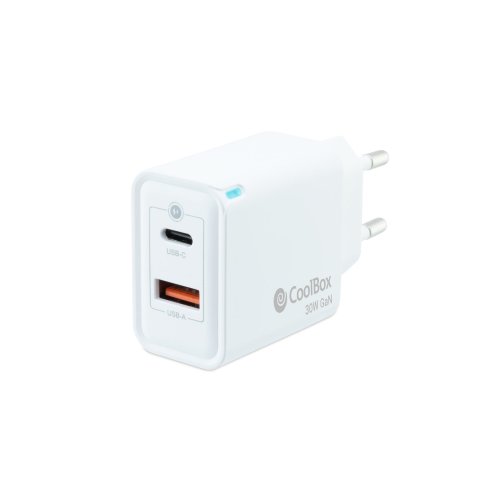 Cargador Usb Gan Coolbox Coo-cup-30ca 30w Gan 1xusb-c Pd 1xusb-a Color Blanco