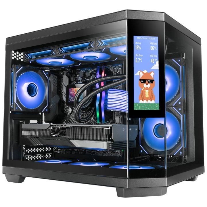 Caja Atx Semitorre Gaming Mars Gaming Mc3tcorelcdm 3 Cristal Templado Pantalla Lcd 2x3.5 3x2.5 Gpu 415mm Negro