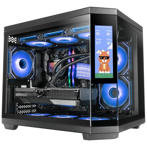 Caja Atx Semitorre Gaming Mars Gaming Mc3tcorelcdm 3 Cristal Templado Pantalla Lcd 2x3.5 3x2.5 Gpu 415mm Negro