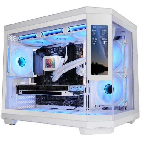 Caja Atx Semitorre Gaming Mars Gaming Mc3tcorelcdm 3 Cristal Templado Pantalla Lcd 2x3.5 3x2.5 Gpu 415mm Blanco