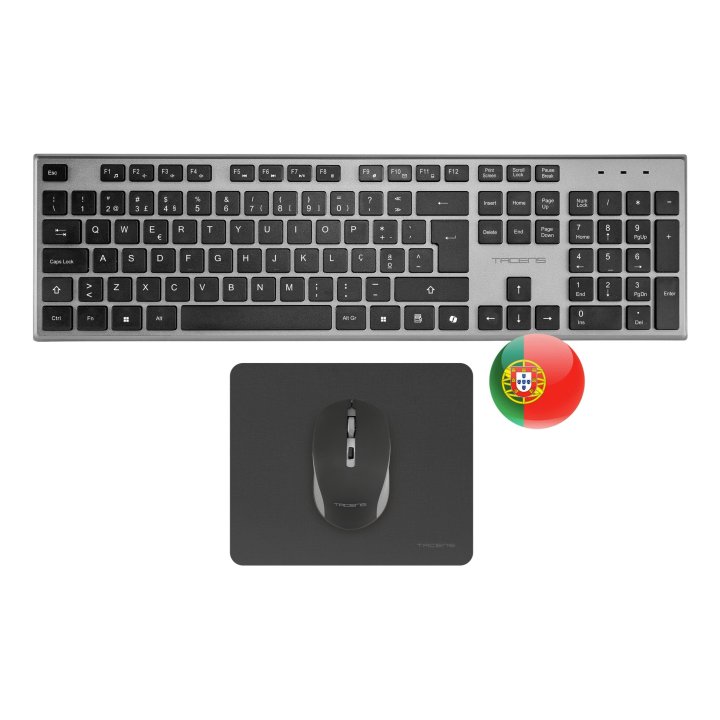 Teclado Mouse Y Alfombrilla Wireless Tacens Zenithwpt Low Profile Tecla Copilot 3200dpi Negro Portugues