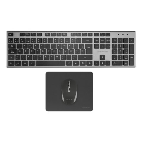 Teclado Mouse Y Alfombrilla Wireless Tacens Zenithwfr Low Profile Tecla Copilot 3200dpi Negro Frances