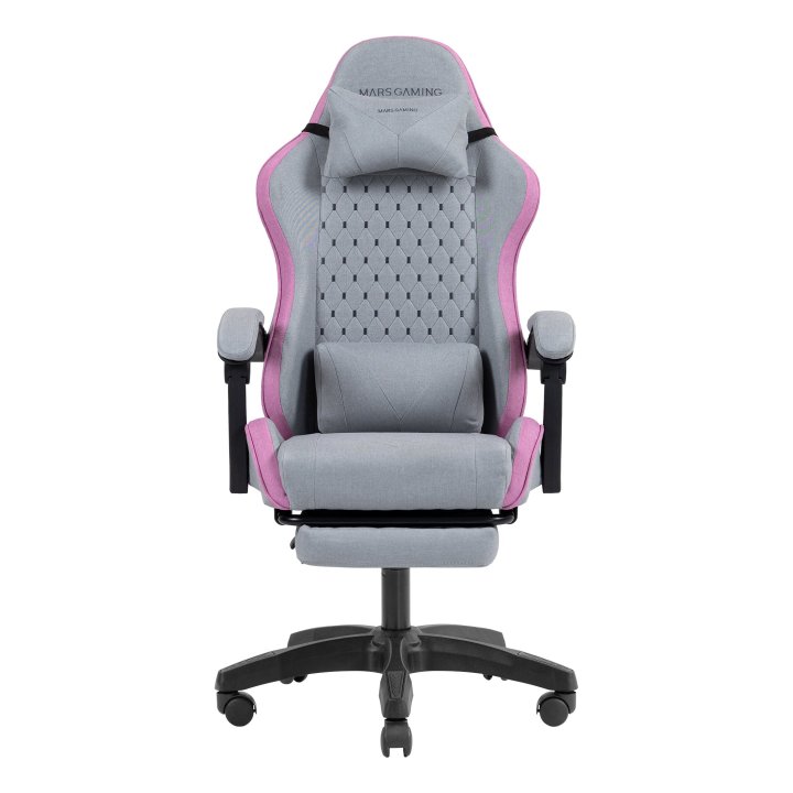 Silla Gamer Mars Gaming Mgcxfspk Fabric Reclinable Reposapies Extensible Diseño Textil Rosa Plata