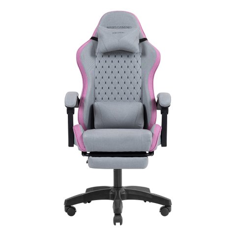 Silla Gamer Mars Gaming Mgcxfspk Fabric Reclinable Reposapies Extensible Diseño Textil Rosa Plata