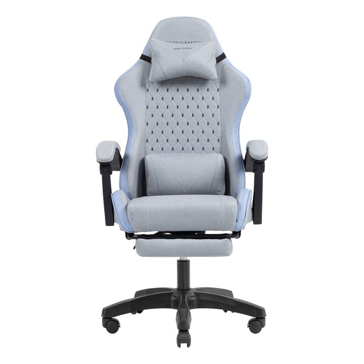 Silla Gamer Mars Gaming Mgcxfsbl Fabric Reclinable Reposapies Extensible Diseño Textil Azul Plata