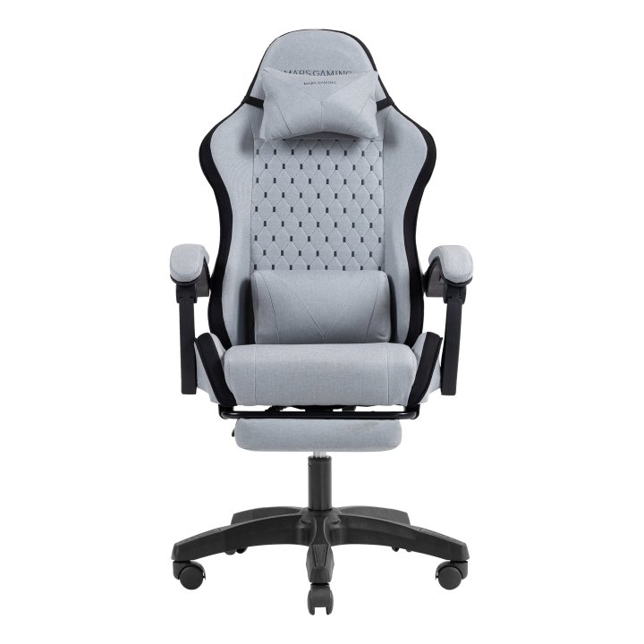 Silla Gamer Mars Gaming Mgcxfsb Fabric Reclinable Reposapies Extensible Diseño Textil Negro Plata