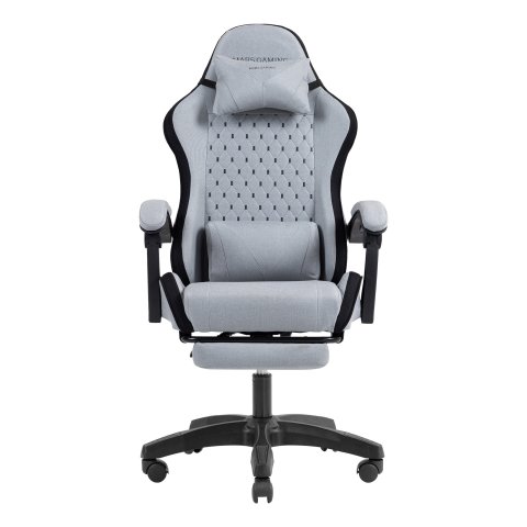 Silla Gamer Mars Gaming Mgcxfsb Fabric Reclinable Reposapies Extensible Diseño Textil Negro Plata