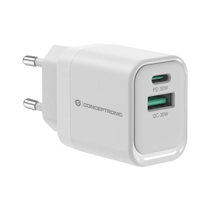 Cargador Usb Conceptronic 33w Althea1933 1xusb-c Pd 1xusb-a Color Blanco