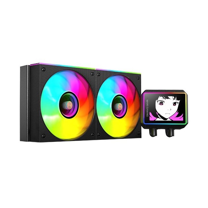 Sistema De Refrigeracion Liquida Mars Gaming Mlvisionii240 Negro 2x120mm Argb Tpd 500w Pantalla Lcd  Para Procesadores Intel 