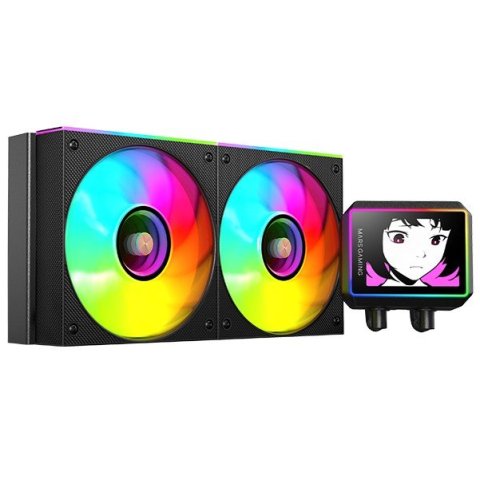 Sistema De Refrigeracion Liquida Mars Gaming Mlvisionii240 Negro 2x120mm Argb Tpd 500w Pantalla Lcd  Para Procesadores Intel 