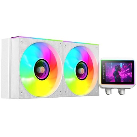 Sistema De Refrigeracion Liquida Mars Gaming Mlvisionii240w Blanco 2x120mm Argb Tpd 500w Pantalla  Lcd Para Procesadores Inte